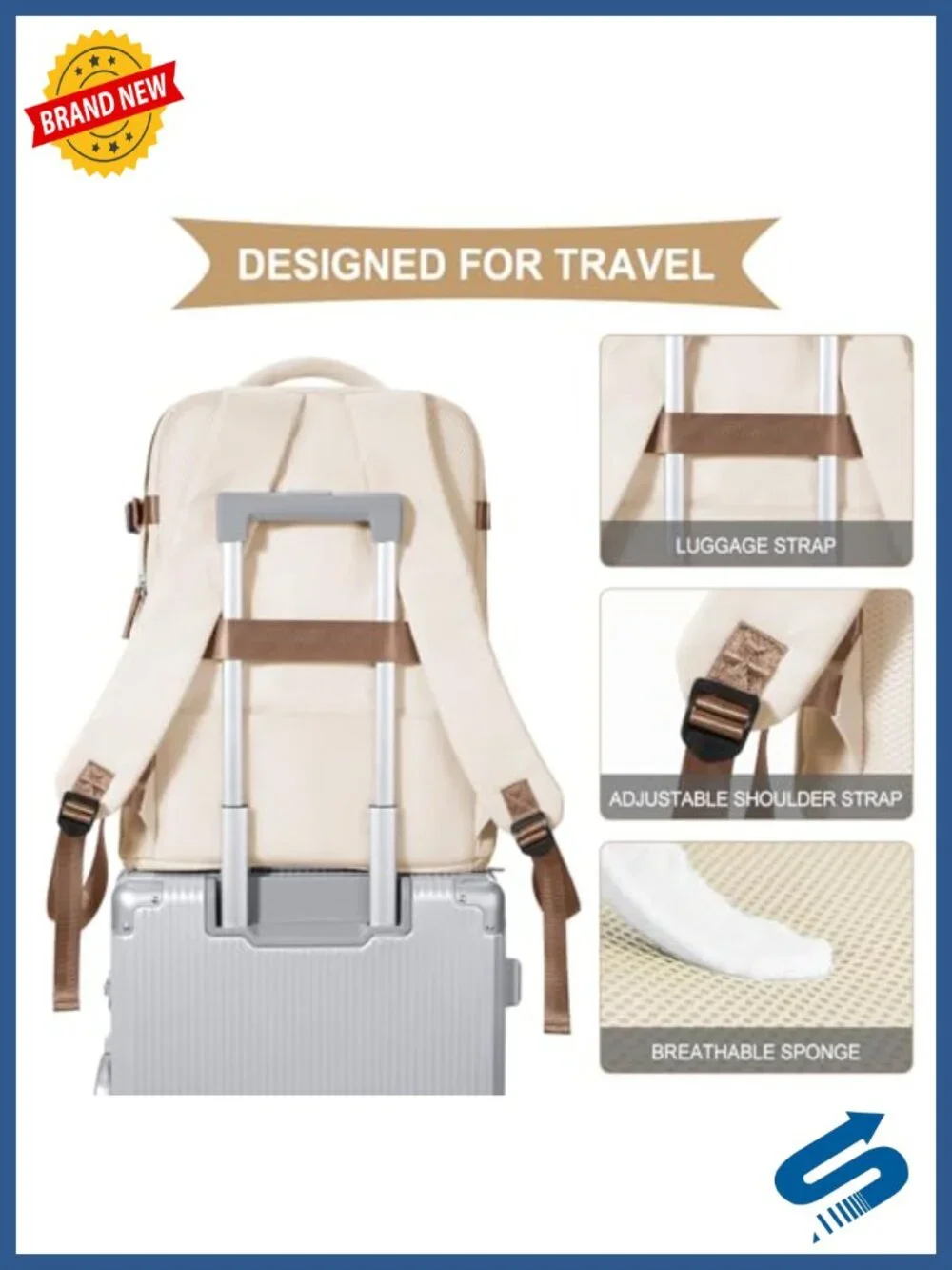 Waterproof Travel Backpack with Laptop Compartment & Shoe Storage 25L